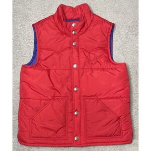 True Religion World Tour Red Snap Button‎ On Puffer Vest W/ Pockets Men's XL